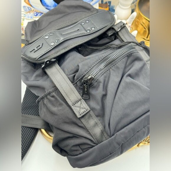 🆕 DIESEL 🧿 NWOT Black Nylon Monogrammed Backpack - Picture 5 of 13